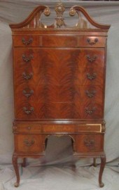 Queen Anne Style Mahogany Highboy. As