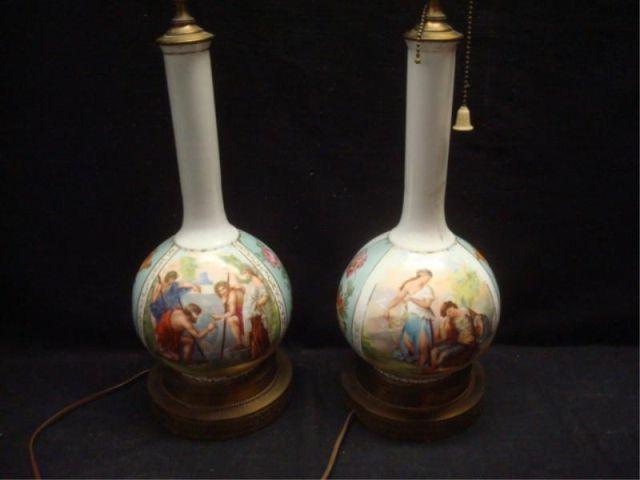 Pair of Possibly Dresden Porcelain Lamps.