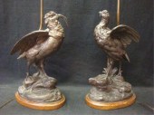 COMOLERA. Bronze-Patinated Spelter Birds