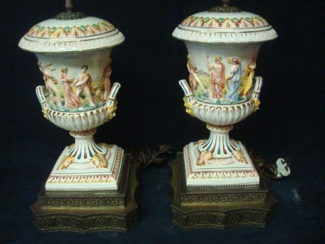 Pair of Capodimonte Urn Form Porcelain bdc79