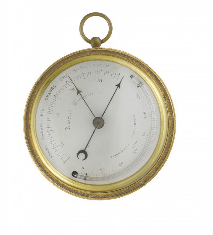 AN ENGLISH BRASS ANEROID BAROMETER the 1094c2