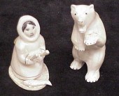 Two Inuit ivory carvings  a 3 1/2