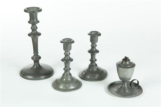 FOUR PIECES OF PEWTER LIGHTING  10b2a3