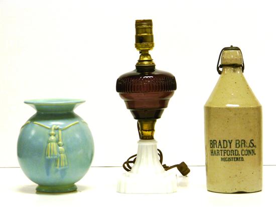 Beer bottle  vase  and lamp including: stoneware