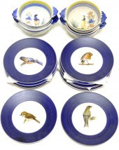 Twelve hand-painted French salad plates