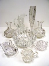 Eight pieces of cut glass including: