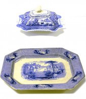 Two ceramic pieces including blue 10c413