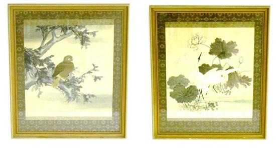 Pair of Japanese watercolor and 10c498