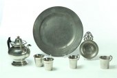 SEVEN PIECES OF PEWTER American 10a7d5
