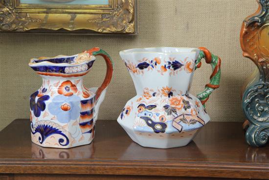 TWO GAUDY IRONSTONE PITCHERS Including 10ac98