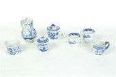 GROUP OF BLUE AND WHITE CERAMICS.  Nineteenth