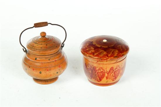 TWO TREENWARE CONTAINERS.  American