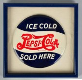 Celluloid Pepsi-Cola Ice Cold Sign.
