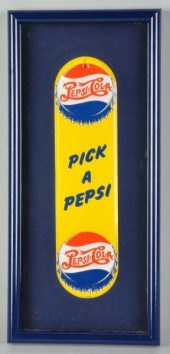 Tin Pepsi-Cola Door Push. 
Circa 1940s.