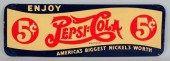 Embossed Tin Pepsi-Cola Sign. 
1940s.