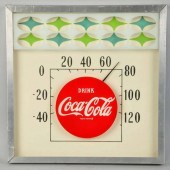 Unusual Glass & Aluminum Coca-Cola Thermometer.