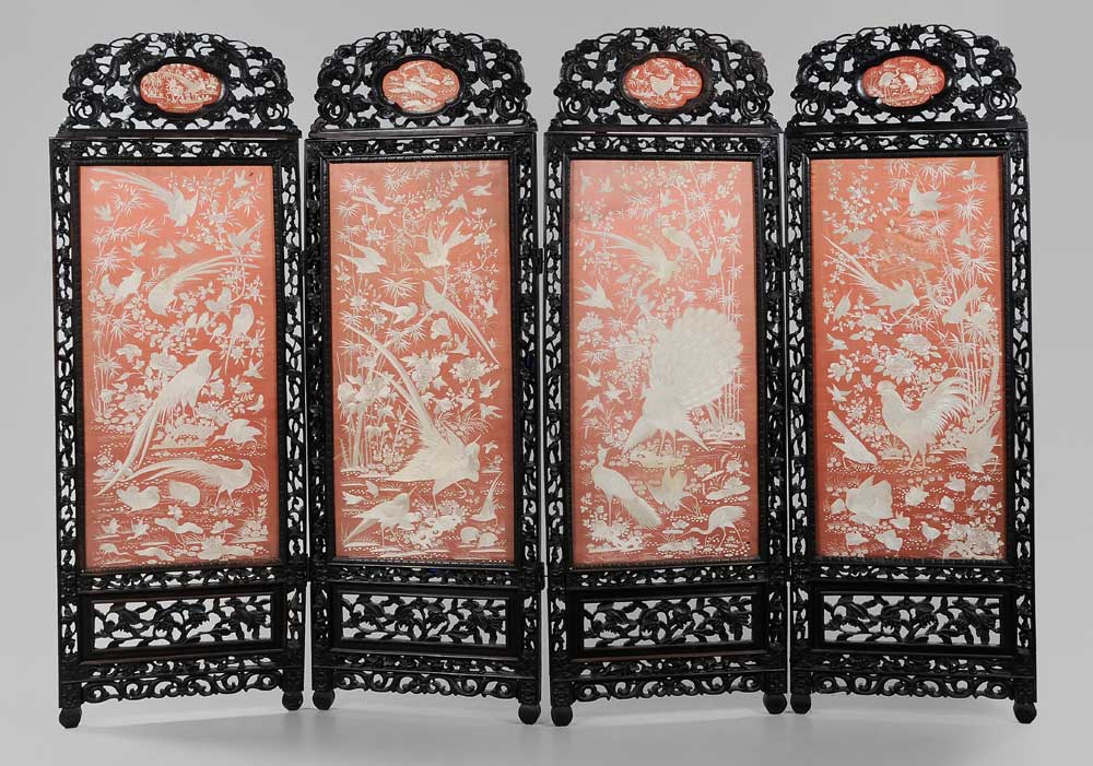 Four Panel Embroidered Screen Chinese  10ee70