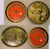 Four tin beer trays including: two Trommers