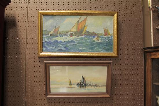 TWO SEASCAPE PAINTINGS WITH SAILBOATS 1102f0