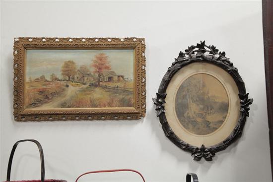 TWO FRAMED PICTURES (AMERICAN SCHOOL  LATE