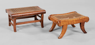 Two American Tiger Maple Footstools 1110d5
