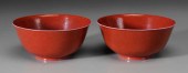 Pair Copper-Red Glazed Porcelain Bowls