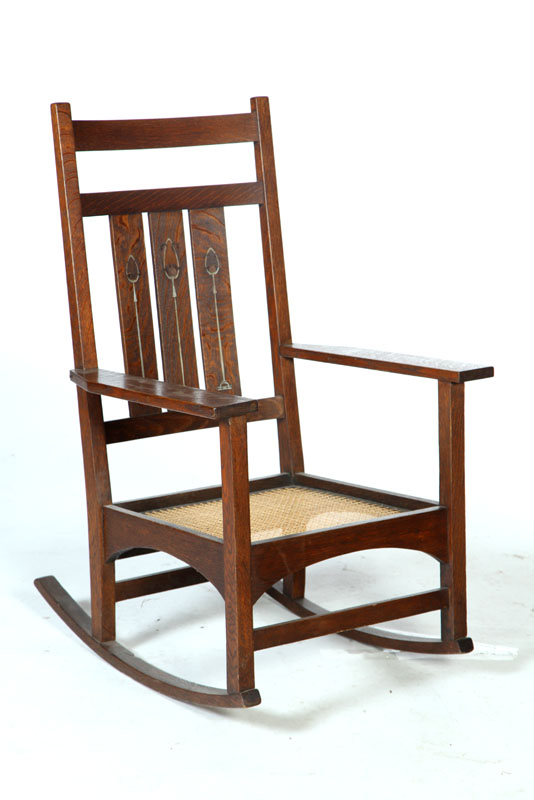 ARTS & CRAFTS ROCKING CHAIR.  Designed by