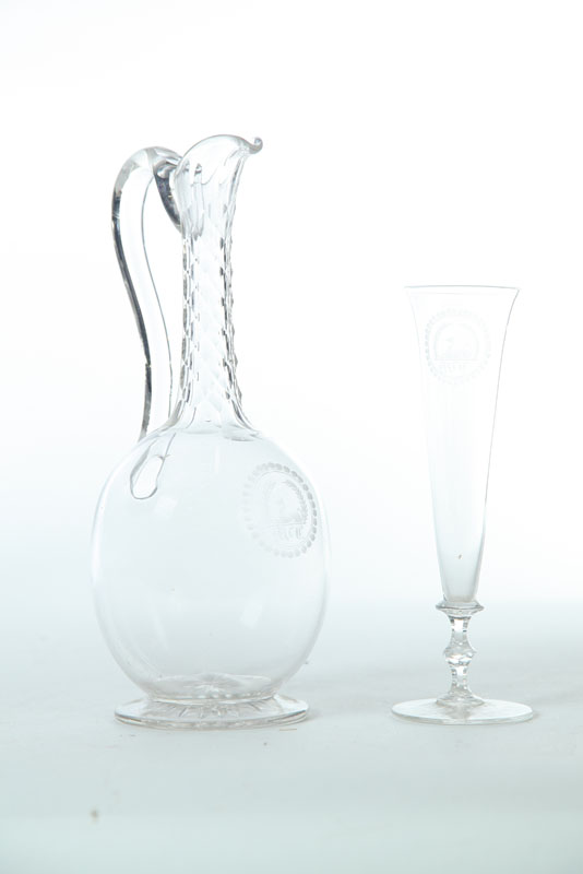 BLOWN GLASS EWER AND ALE GLASS  1116b5