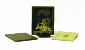Asian deity on stag  gilt bronze  in