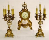 French gilt brass and enamel mantle