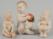 Lot of 3: German Bisque Piano Baby Figurines.