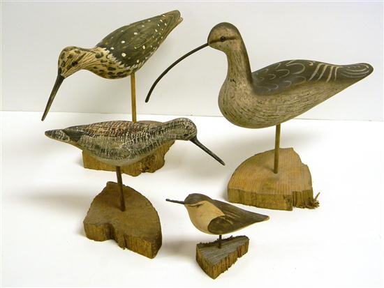 Four painted wooden shore bird 11385a