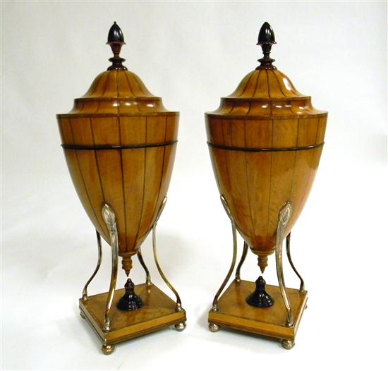 Pair of urn form knife boxes  English