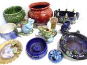 Glazed pottery including: blue glazed