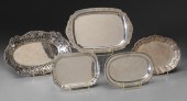 Five Oval Sterling Trays American, 20th