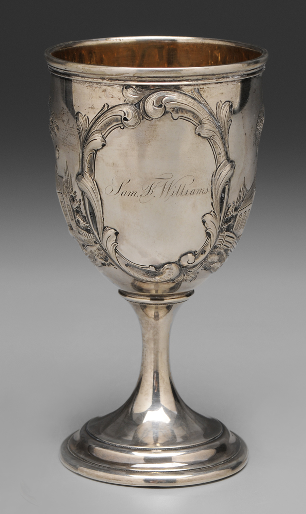 Repouss Coin Silver Goblet American  113c9f
