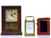 Two clocks: French Carriage clock  brass