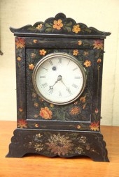 MANTLE CLOCK. Eight day clock with brass