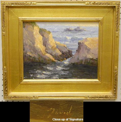David  oil on canvas  rocky seascape  titled