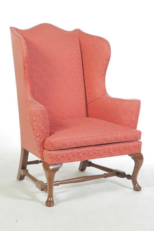 QUEEN ANNE-STYLE EASY OR WING CHAIR.