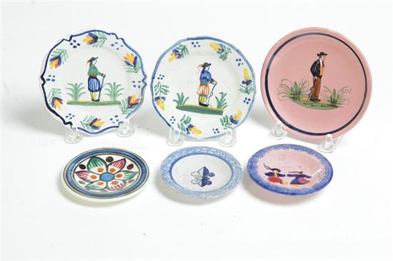 SIX QUIMPER DISHES.  France  late19th-early