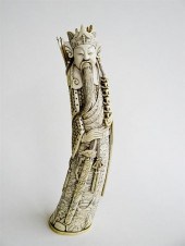 IVORY FIGURE OF ARMORED SOLDIER.  China