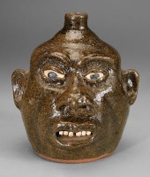 Lanier Meaders stoneware face jug (White