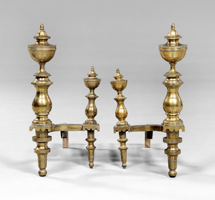 Pair Federal brass andirons heavy 1148ef