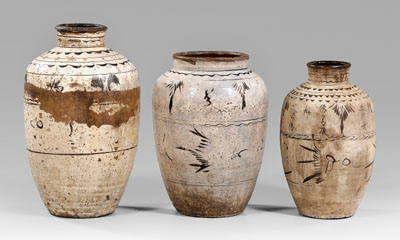 Three Chinese cizhou jars stoneware 11498e