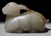 Jade Ibex Ming/Qing Dynasty, pale celadon