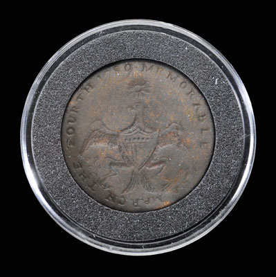 George Washington inaugural button, copper,