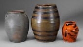 Three Stoneware, Earthenware Jars one
