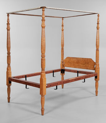 Federal Tiger Maple Four Poster Bed American,