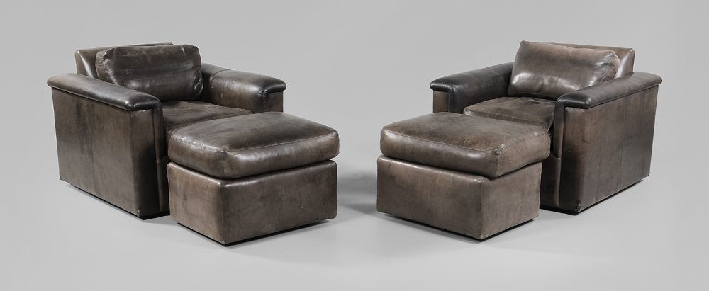 Pair Leather Upholstered Club Chairs 1188b0